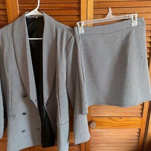 Shein Houndstooth Skirt and Blazer Set